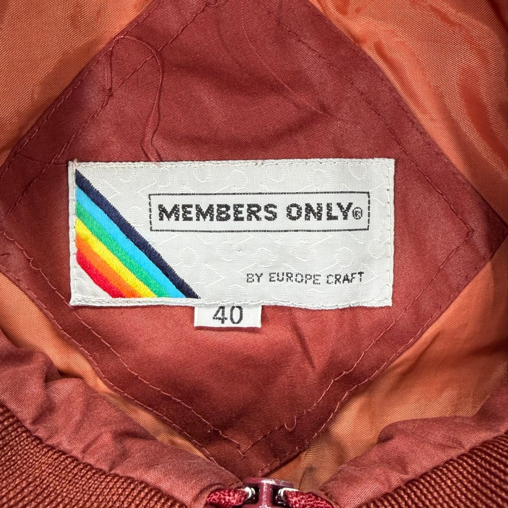 Members Only Racer Jacket Mens 40 Rust Vintage 80s Europe Craft Bomber - Picture 3 of 15